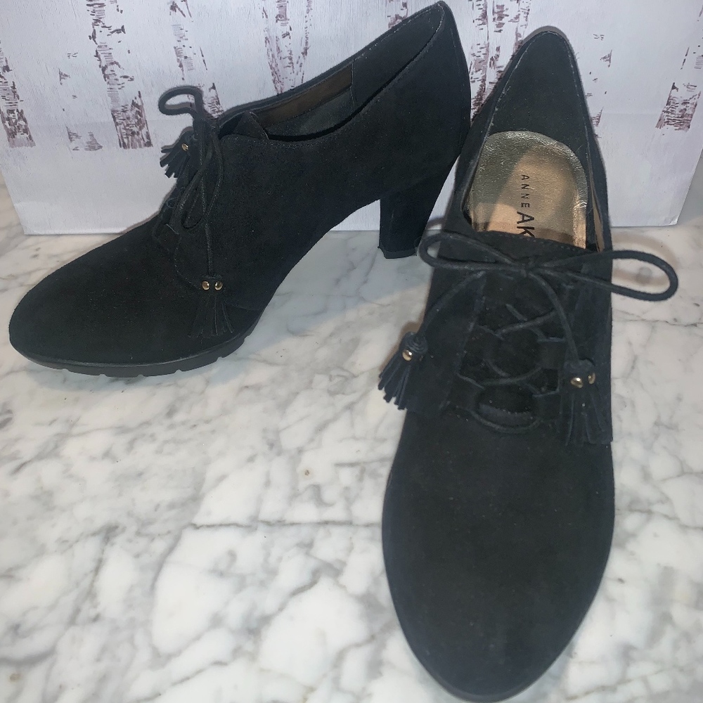 Anne Klein Black Lace Up Ankle Boot
